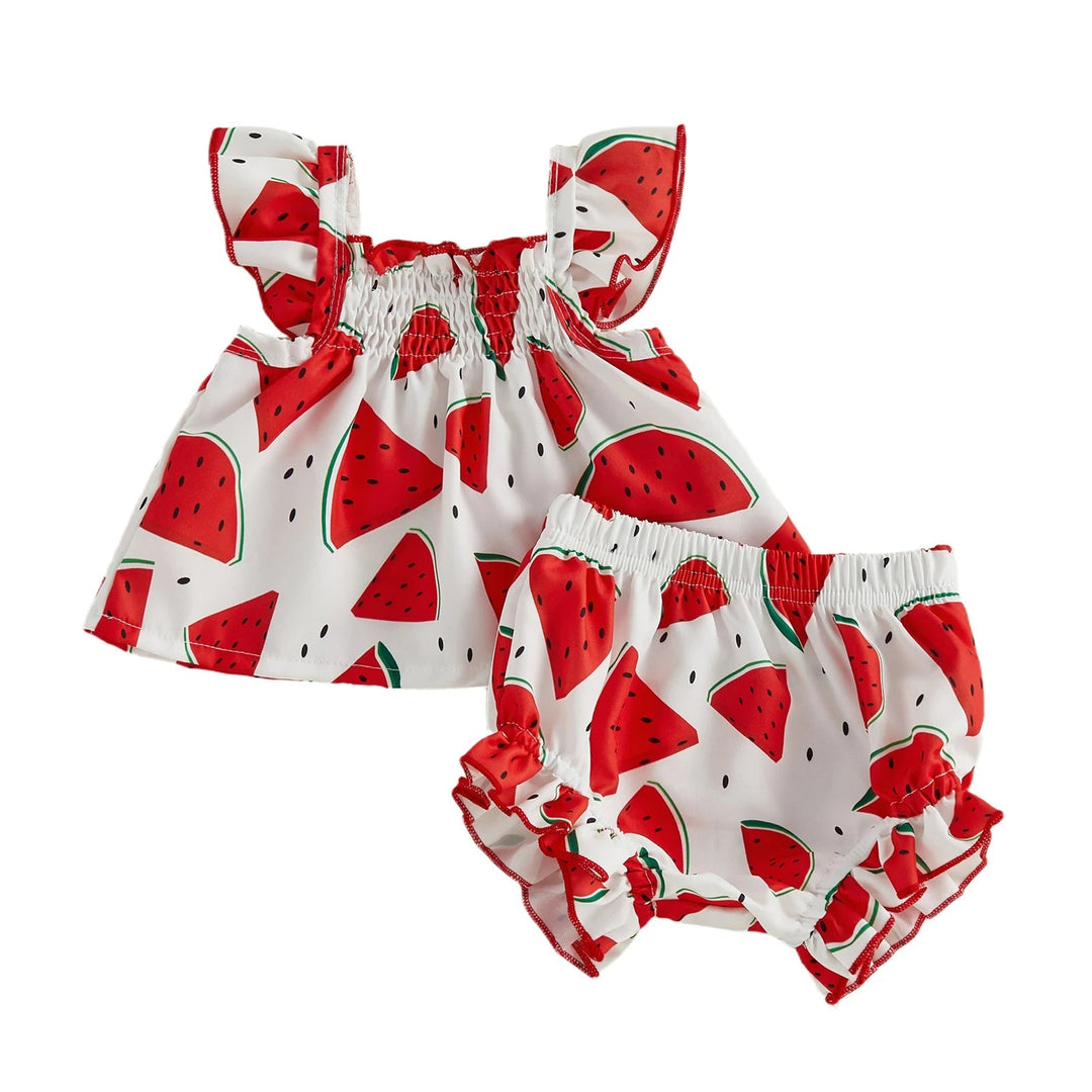 Ensemble Bébé Fille Été – Tenue Fleurie avec Volants et Bandeau Kalinatur