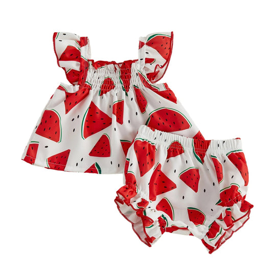 Ensemble Bébé Fille Été – Tenue Fleurie avec Volants et Bandeau Kalinatur