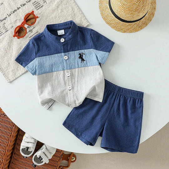 Ensemble bebe garçons bleu marine bleu ciel blanc