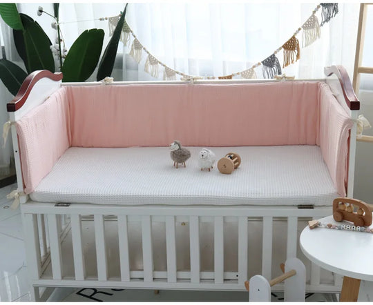 Protector de cuna de algodón, transpirable y lavable