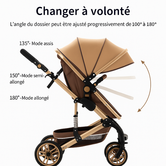 Poussette Bébé 3 en 1 Kalinatur™ – Légère, Pliable et Confortable dès la Naissance