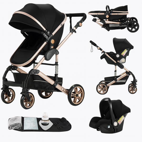 Poussette Bébé 3 en 1 Kalinatur™ – Légère, Pliable et Confortable dès la Naissance