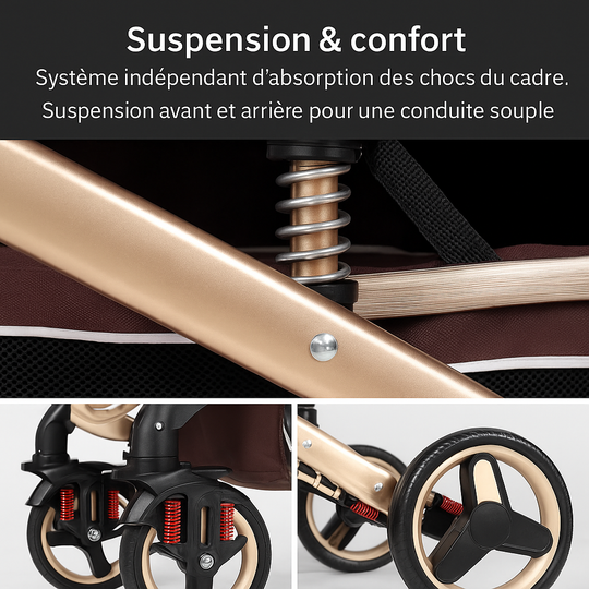 Poussette Bébé 3 en 1 Multifonction Kalinatur™ – Pliable, Tout-Terrain et Confort Absolu dès la Naissance