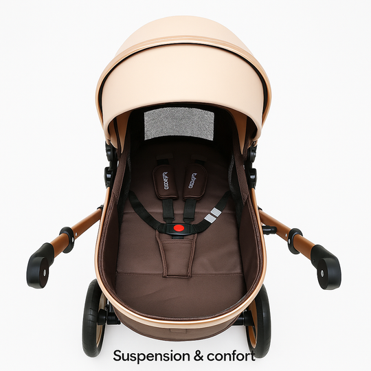 Poussette Bébé 3 en 1 Multifonction KaliNatur™ – Confort, Sécurité & Élégance