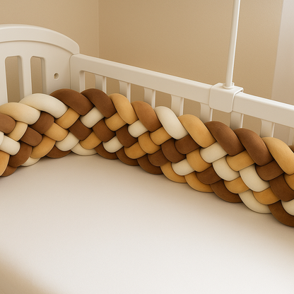 Tour de Lit Tressé - BraidedSafe™ - Beige, Marron & Blanc