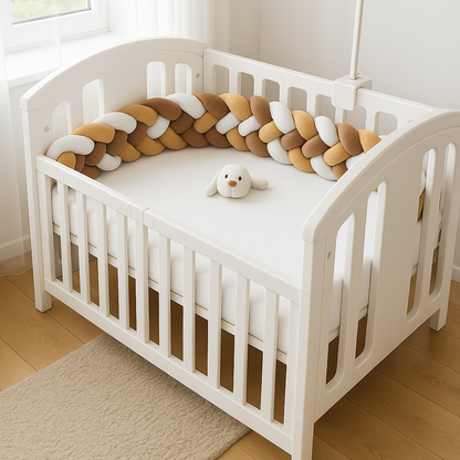Tour de Lit Tressé - BraidedSafe™ - Beige, Marron & Blanc