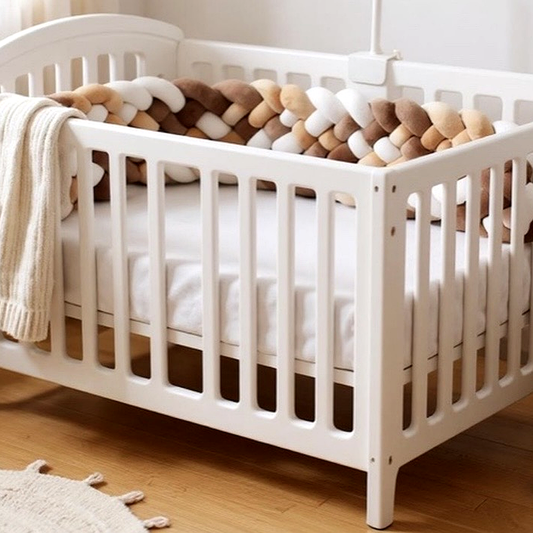 Tour de Lit Tressé - BraidedSafe™ - Beige, Marron & Blanc
