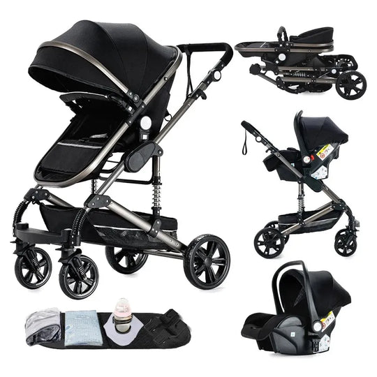 Poussette Bébé 3 en 1 Kalinatur™ – Légère, Pliable et Confortable dès la Naissance