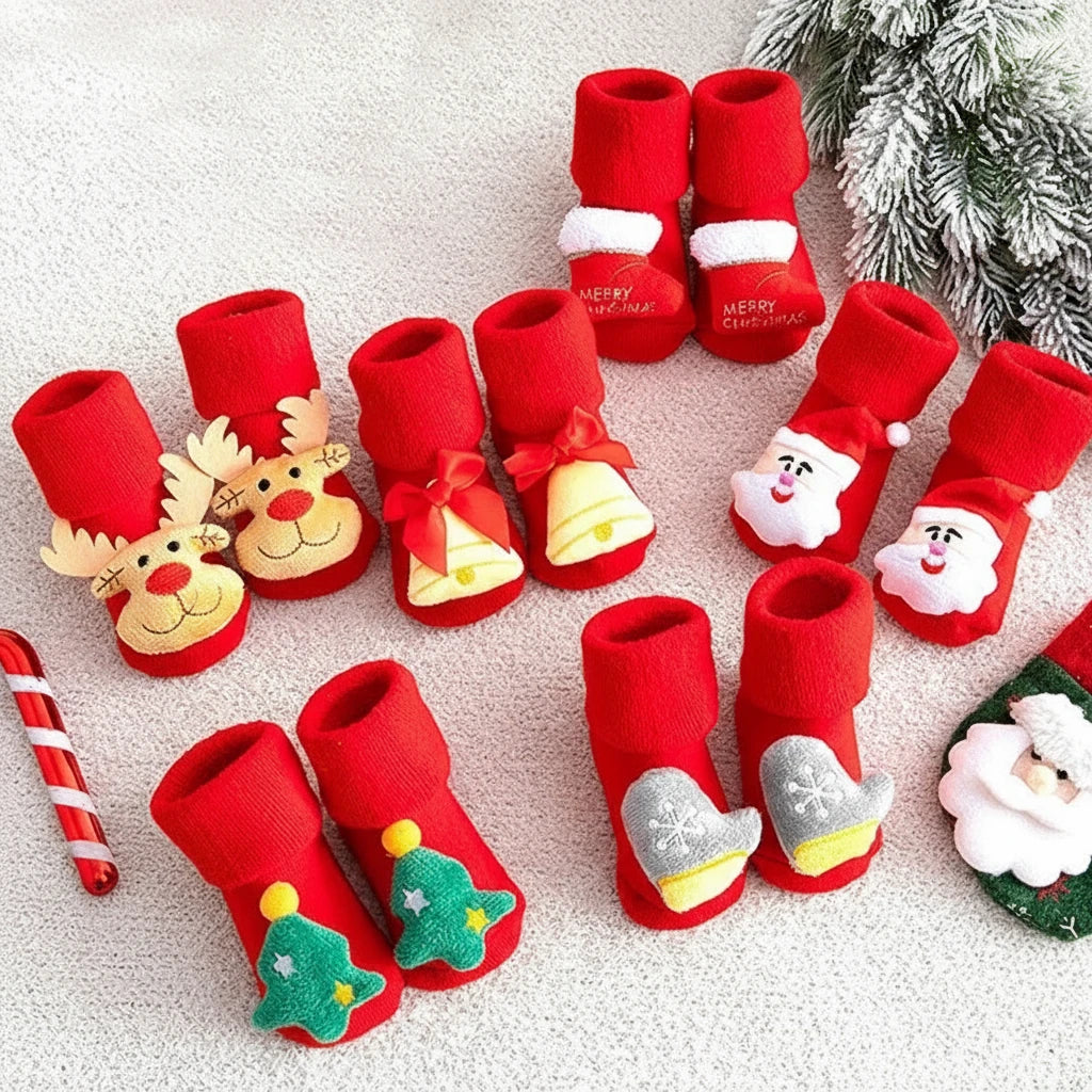 Chaussettes Bébé de Noël Antidérapantes