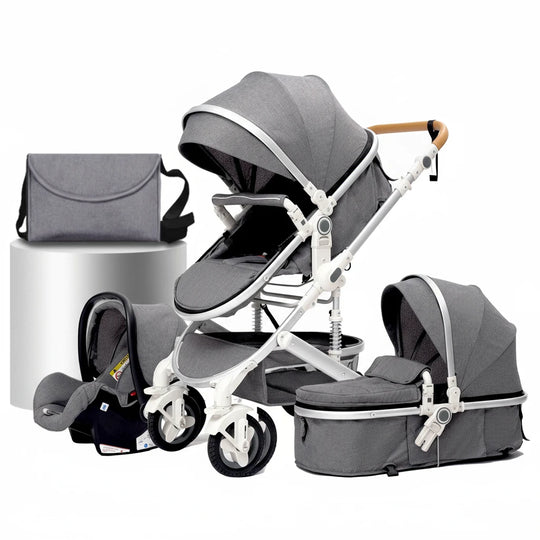 Poussette Bébé 3 en 1 Multifonction KaliNatur™ – Confort, Sécurité & Élégance