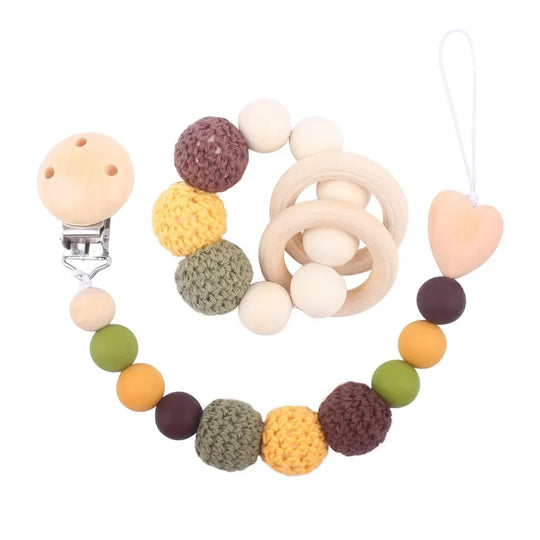 Attache-Tétine Bois & Silicone Naturel – Bracelet Bébé kalinatur™