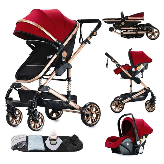Poussette Bébé 3 en 1 Kalinatur™ – Légère, Pliable et Confortable dès la Naissance