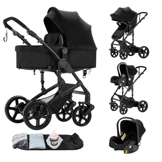 Poussette Bébé 3 en 1 Multifonction Kalinatur™ – Pliable, Tout-Terrain et Confort Absolu dès la Naissance