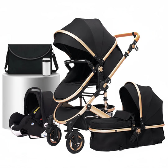 Poussette Bébé 3 en 1 Multifonction KaliNatur™ – Confort, Sécurité & Élégance
