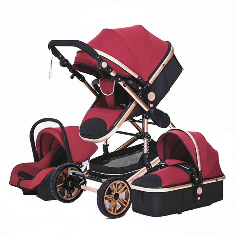 Poussette Bébé 3 en 1 Multifonction KaliNatur™ – Confort, Sécurité & Élégance