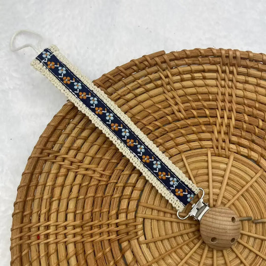 Attache-tétine bois & coton Kalinatur™ – Fleur, marguerite ou cœur naturel