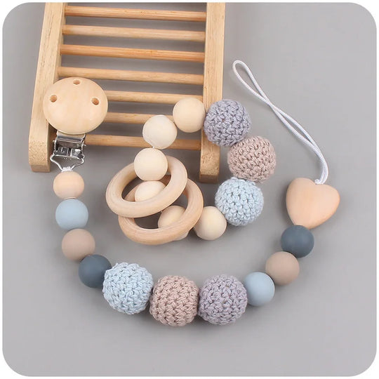 Attache-Tétine Bois & Silicone Naturel – Bracelet Bébé kalinatur™