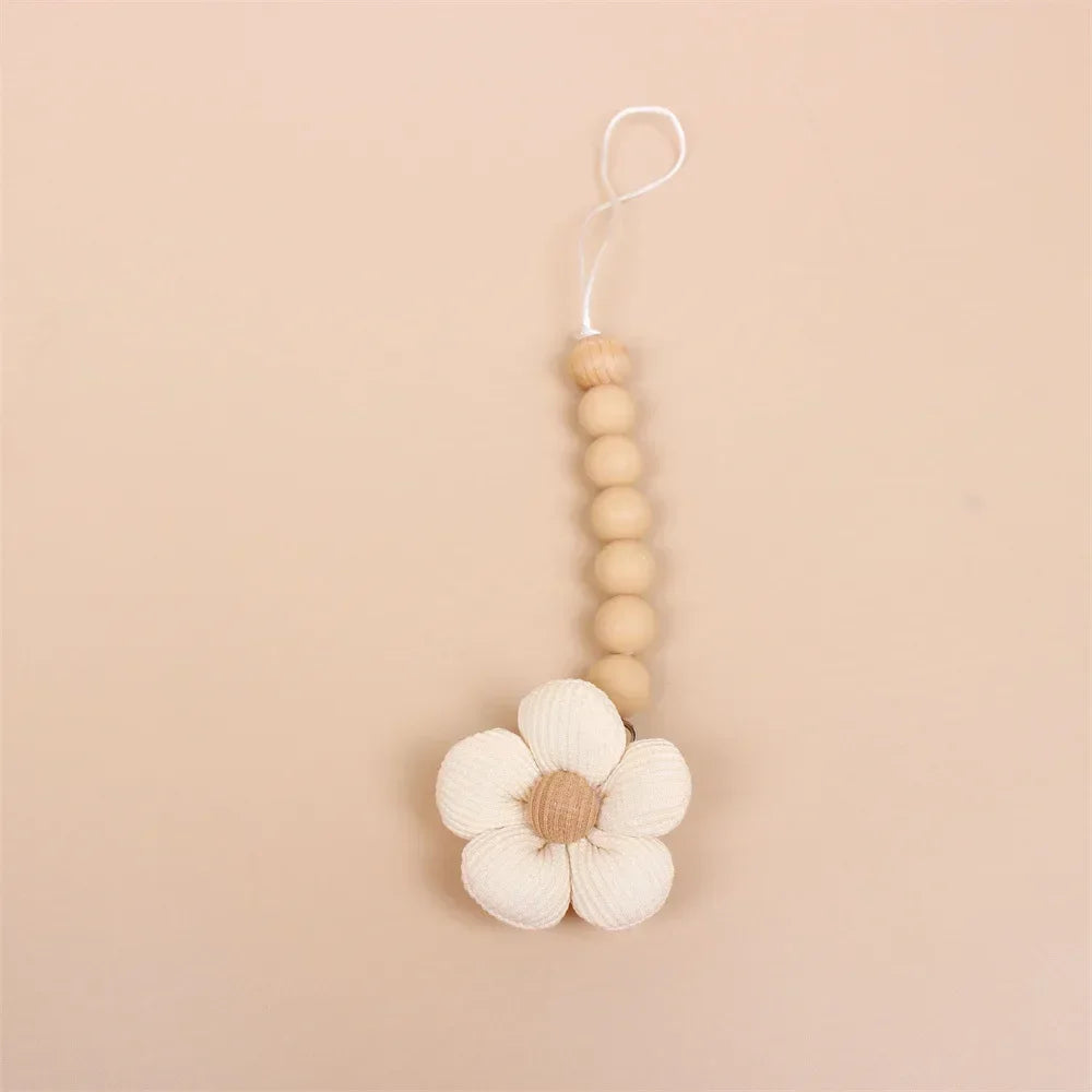 Clip para chupete Kalinatur™ de silicona con forma de flor – Mordedor natural