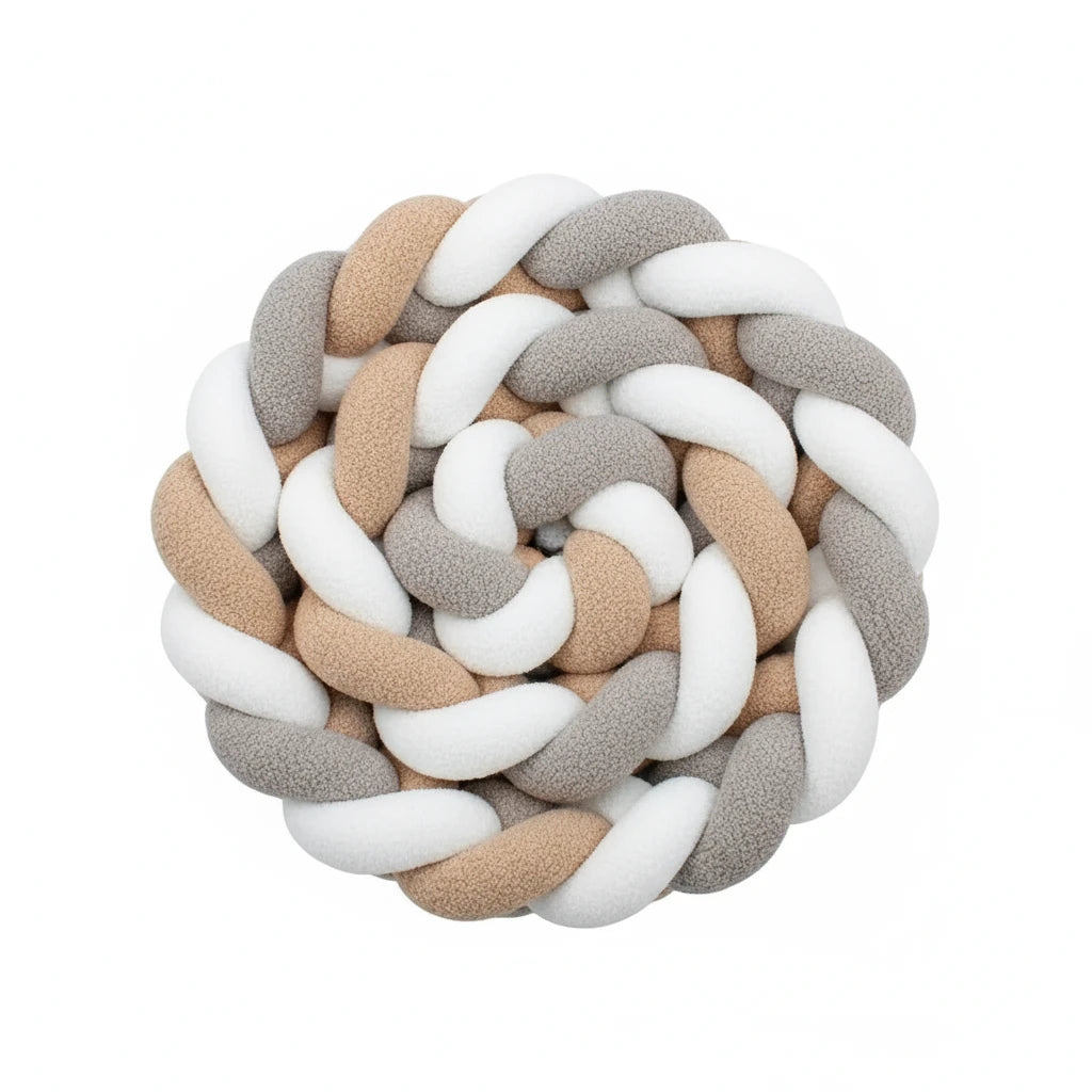 Tresse de lit bébé 2 mètres – Tresse de protection coton doux et respirant | Tour de lit tressé pour berceau et lit bébé