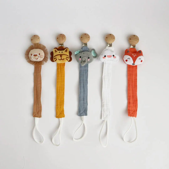 Sujetachupetes de madera y algodón Kalinatur™ – Seguridad y suavidad para el bebé