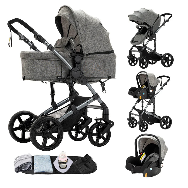 Poussette Bébé 3 en 1 Multifonction Kalinatur™ – Pliable, Tout-Terrain et Confort Absolu dès la Naissance
