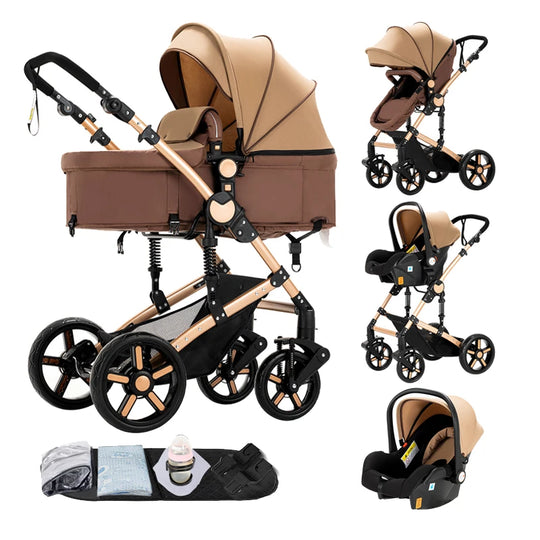Poussette Bébé 3 en 1 Multifonction Kalinatur™ – Pliable, Tout-Terrain et Confort Absolu dès la Naissance