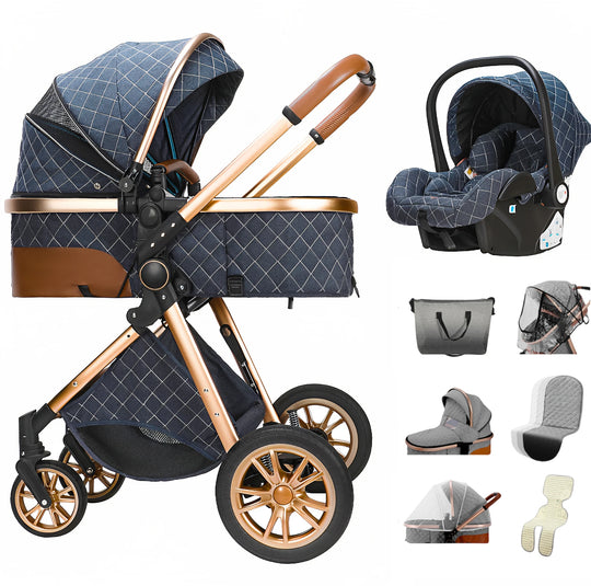 Poussette Bébé 3 en 1 Multifonction KaliNatur™ – Confort, Sécurité & Élégance
