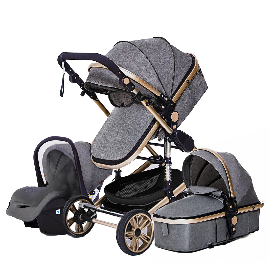 Poussette Bébé 3 en 1 Multifonction KaliNatur™ – Confort, Sécurité & Élégance