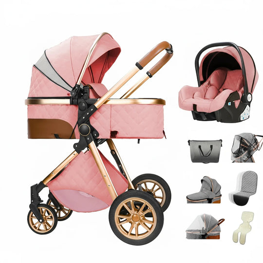 Poussette Bébé 3 en 1 Multifonction KaliNatur™ – Confort, Sécurité & Élégance