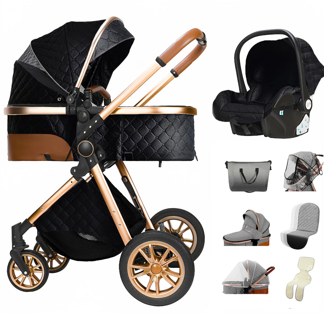Poussette Bébé 3 en 1 Multifonction KaliNatur™ – Confort, Sécurité & Élégance
