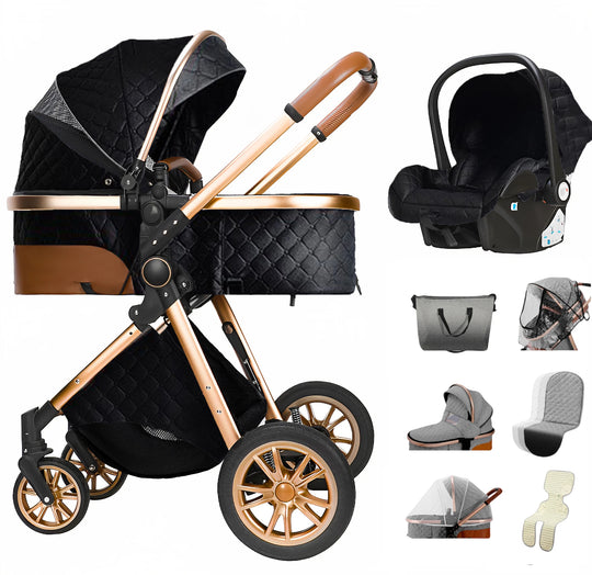 Poussette Bébé 3 en 1 Multifonction KaliNatur™ – Confort, Sécurité & Élégance