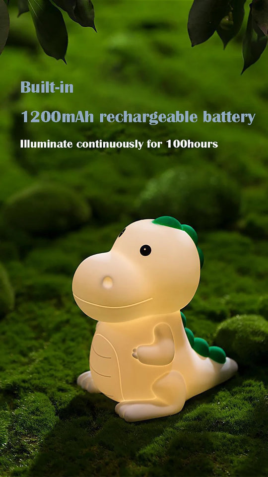 Veilleuse Dinosaure Bébé Kalinatur™ | Lampe de Nuit Silicone Douce, Rechargeable USB, Multicolore & Sans Onde