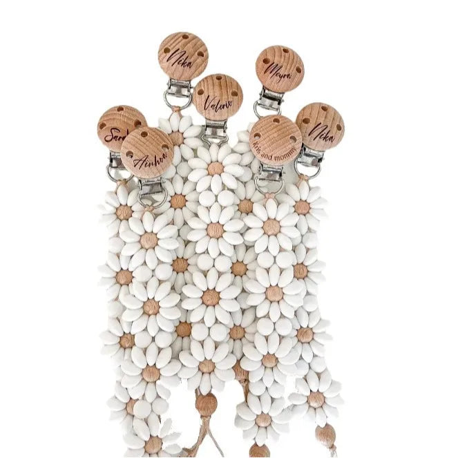 Attache-tétine fleur silicone Kalinatur™ – Douceur, sécurité & style bébé