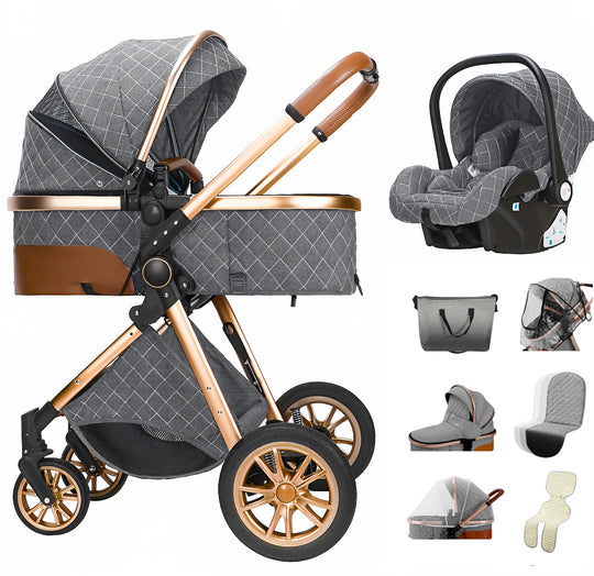 Poussette Bébé 3 en 1 Multifonction KaliNatur™ – Confort, Sécurité & Élégance