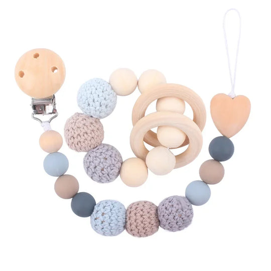 Attache-Tétine Bois & Silicone Naturel – Bracelet Bébé kalinatur™