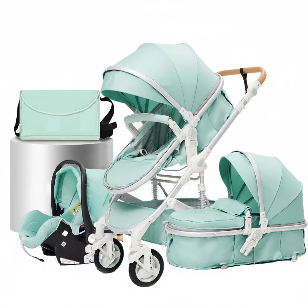 Poussette Bébé 3 en 1 Multifonction KaliNatur™ – Confort, Sécurité & Élégance