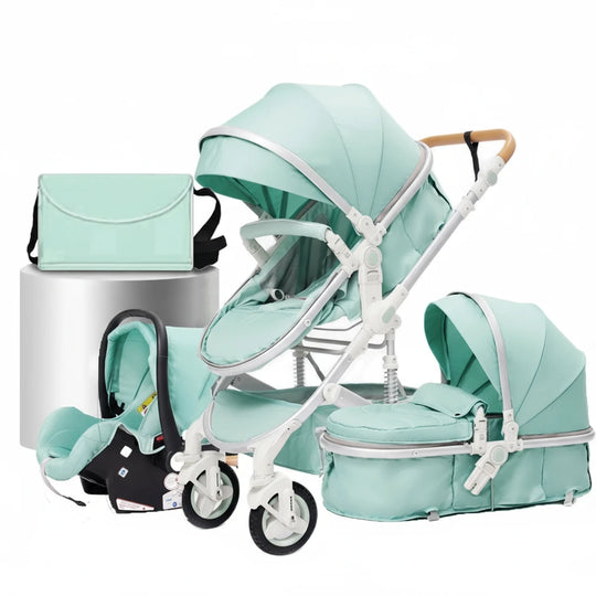 Poussette Bébé 3 en 1 Multifonction KaliNatur™ – Confort, Sécurité & Élégance