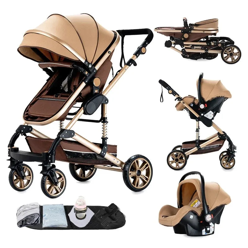 Poussette Bébé 3 en 1 Kalinatur™ – Légère, Pliable et Confortable dès la Naissance