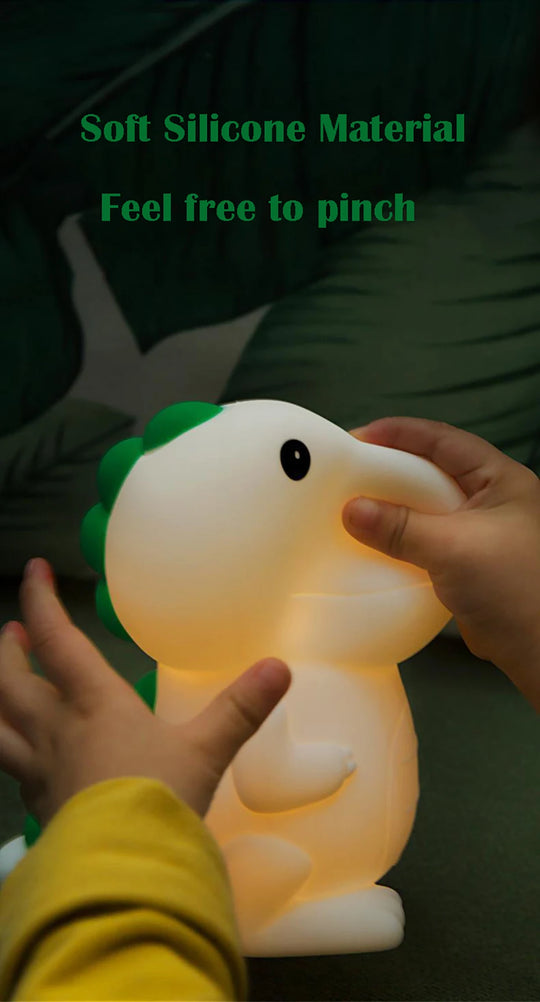 Veilleuse Dinosaure Bébé Kalinatur™ | Lampe de Nuit Silicone Douce, Rechargeable USB, Multicolore & Sans Onde