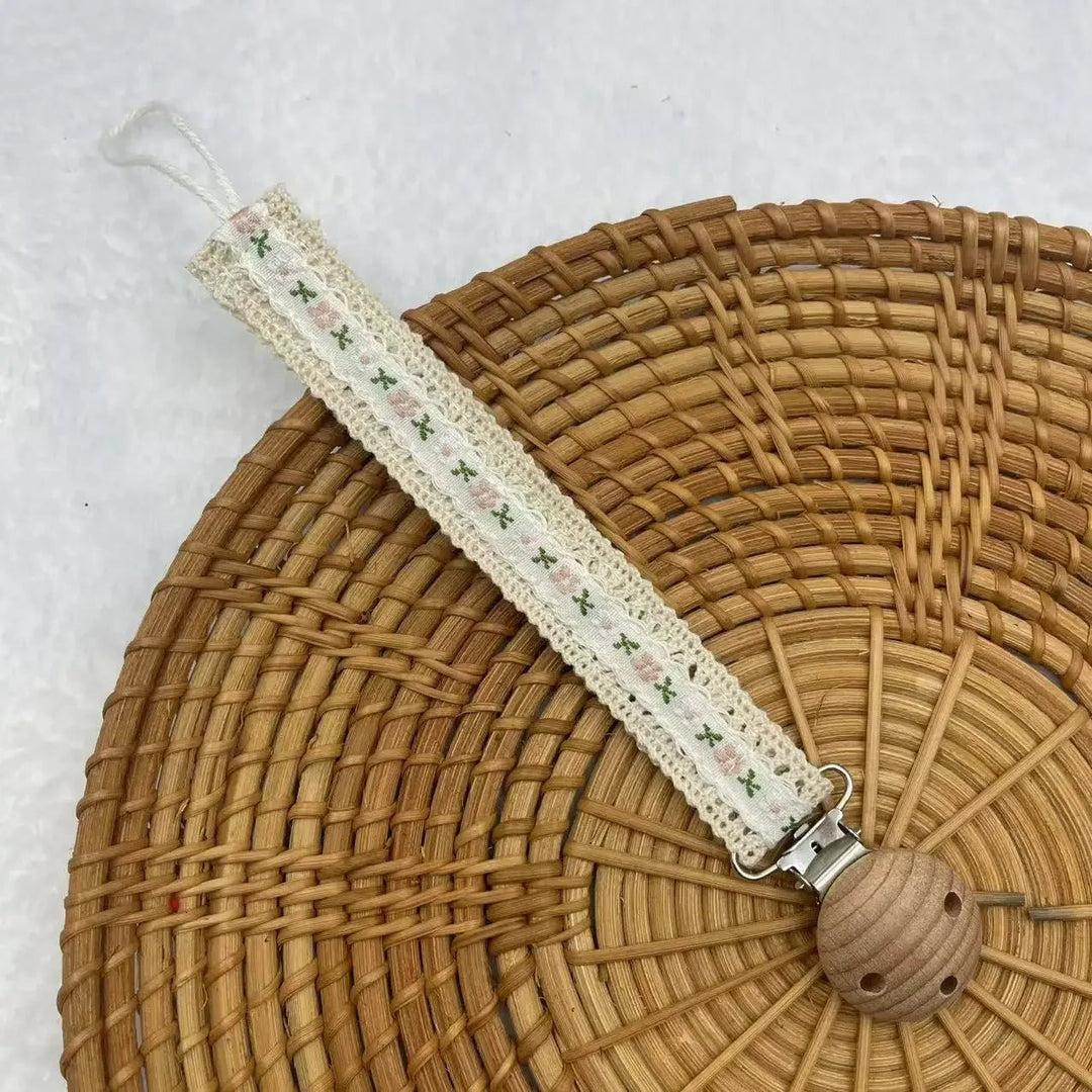 Attache-tétine bois & coton Kalinatur™ – Fleur, marguerite ou cœur naturel