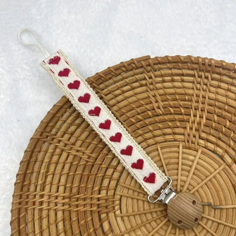 Attache-tétine bois & coton Kalinatur™ – Fleur, marguerite ou cœur naturel