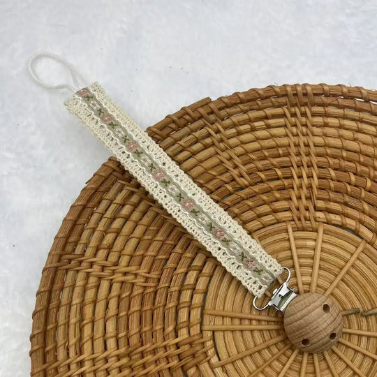 Attache-tétine bois & coton Kalinatur™ – Fleur, marguerite ou cœur naturel