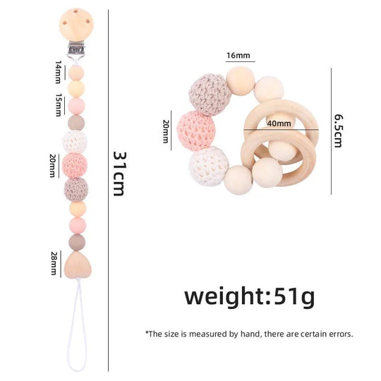 Attache-Tétine Bois & Silicone Naturel – Bracelet Bébé kalinatur™