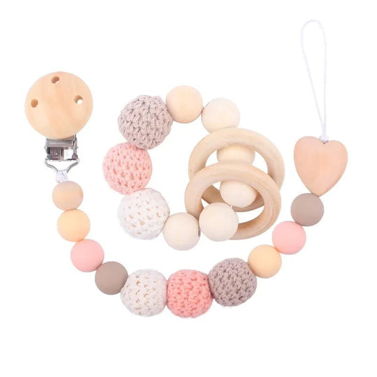 Attache-Tétine Bois & Silicone Naturel – Bracelet Bébé kalinatur™