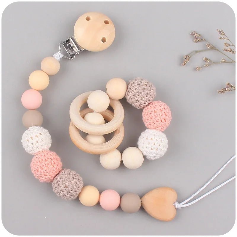 Attache-Tétine Bois & Silicone Naturel – Bracelet Bébé kalinatur™