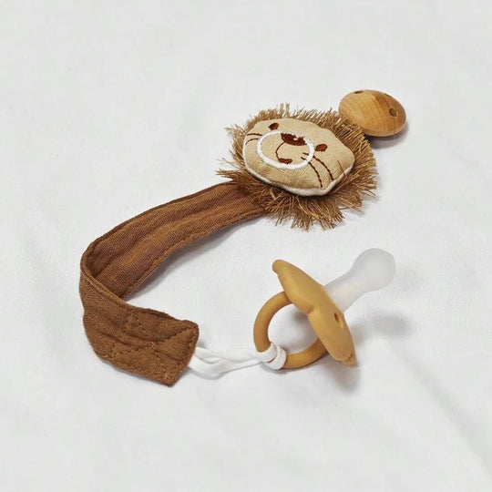 Attache-tétine en bois et coton– Sécurité & douceur bébé