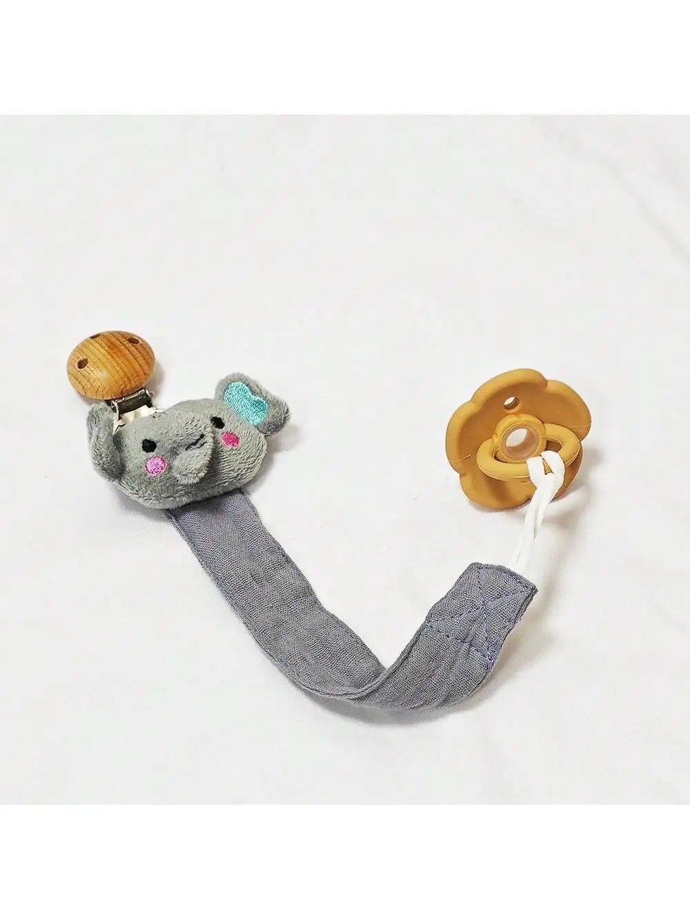 Attache-tétine en bois et coton– Sécurité & douceur bébé