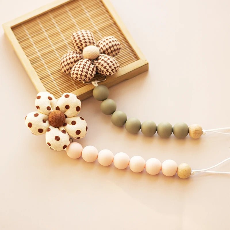 Attache-tétine fleur silicone Kalinatur™ – Anneau de dentition naturel