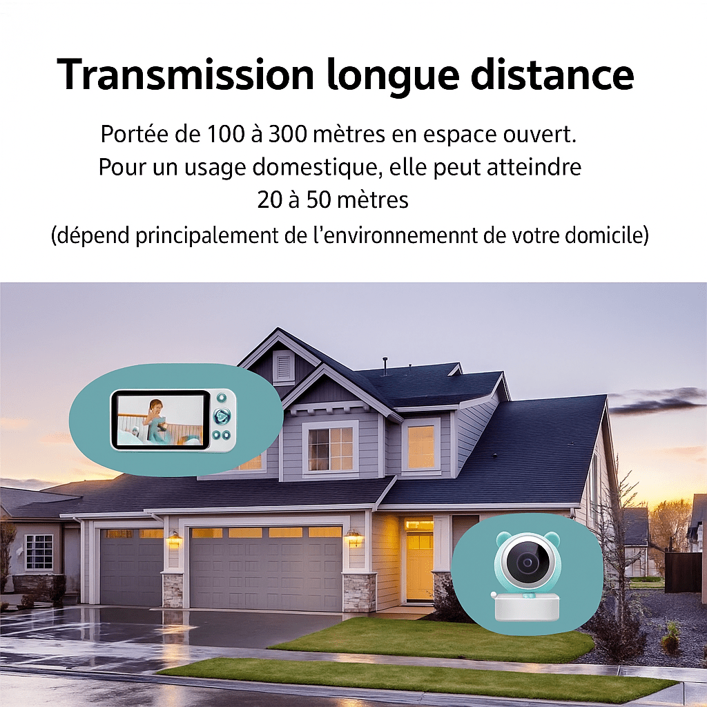 Babyphone Caméra  WiFi 1080P Intelligente – Vision Nocturne, Détection des Pleurs & Température