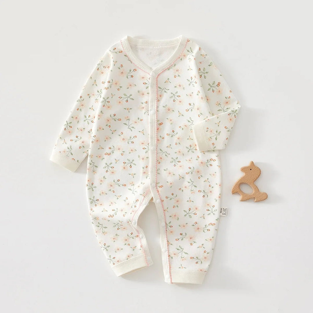 « Combinaison bébé blanche à motifs fleurs pastel – Kalinatur »